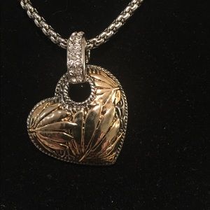 - Gold and Silver Tone Heart Necklace